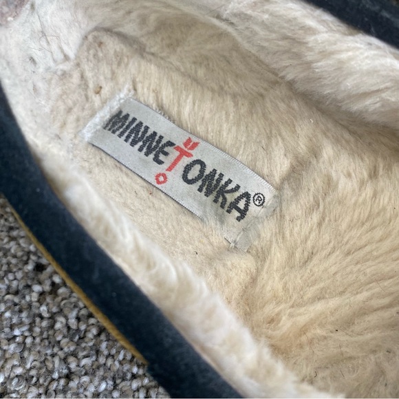 Minnetonka Cally leopard print suede bow slip on plush pile penny loafer flats 6 - Picture 2 of 8